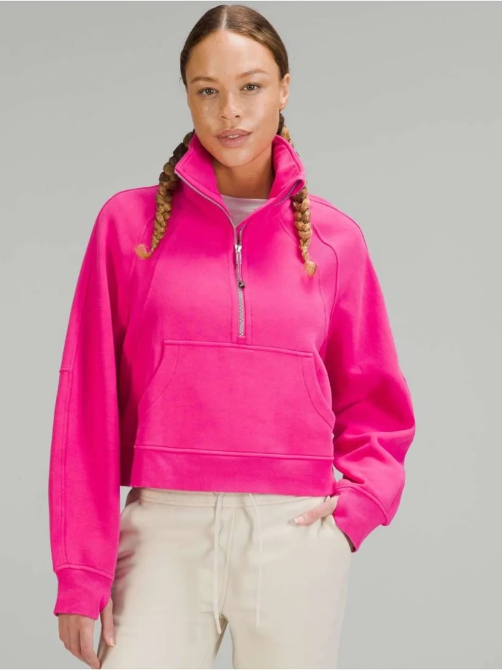 lululemon athletica Scuba Oversized Funnel Neck Half Zip in Sonic Pink Size XS/S